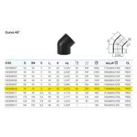 Curva 45° polietilene PEHD ø75 mm VS0306009