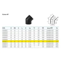 Curva 45° polietilene PEHD ø90 mm VS0306011