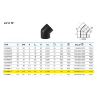 Curva 45° polietilene PEHD ø125 mm VS0306015