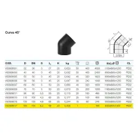 Curva 45° polietilene PEHD ø160 mm VS0306017