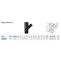 Braga ridotta 45° polietilene PEHD ø75/40 mm VS0310009