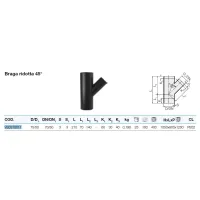 Braga ridotta 45° polietilene PEHD ø75/50 mm VS0310011