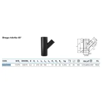 Braga ridotta 45° polietilene PEHD ø110/75 mm VS0310023