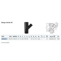 Braga ridotta 45° polietilene PEHD ø200/110 mm VS0310043