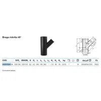 Braga ridotta 45° polietilene PEHD ø200/160 mm VS0310047