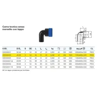 Curva tecnica senza morsetto con tappo polietilene PEHD ø40/46 mm VS0330003