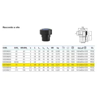 Raccordo a vite polietilene PEHD ø75 mm - raccordo premistoppa con filetto VS0338007