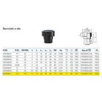 Raccordo a vite polietilene PEHD ø110 mm - raccordo premistoppa con filetto VS0338011