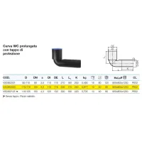 Curva WC prolungata con tappo di protezione ø110 mm polietilene PEHD VS0362003