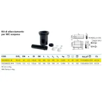 Kit di allacciamento per WC sospeso ø90 mm con o-ring polietilene PEHD VS0366001