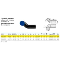 Curva WC sospeso orizzontale sinistra, completa di guarnizione e tappo di protezione ø110/110 mm senza o-ring polietilene PEHD VS0370001