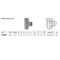 HTEA braga 87°30' per scarico in PP a innesto ø90/90 mm - gamma PP3 VS0599065