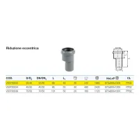 Riduzione eccentrica in PP ad innesto ø50/40 mm L. 99 mm - gamma PP3 VS0700033