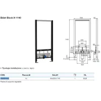 Bidet Block H 1140 struttura incasso per bidet sospeso per pareti leggere VS0857002