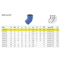 HTB curva 45° in PP a innesto ø32 mm - gamma Triplus VS0650405