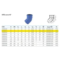 HTB curva 45° in PP a innesto ø40 mm - gamma Triplus VS0650415