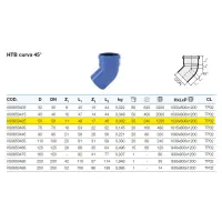 HTB curva 45° in PP a innesto ø50 mm - gamma Triplus VS0650425