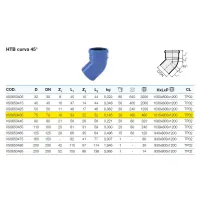 HTB curva 45° in PP a innesto ø75 mm - gamma Triplus VS0650435