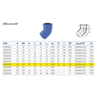 HTB curva 45° in PP a innesto ø125 mm - gamma Triplus VS0650465