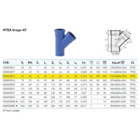 HTEA braga 45° in PP a innesto ø50/50 mm - gamma Triplus VS0650513