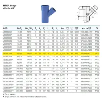 HTEA braga ridotta 45° in PP a innesto ø110/50 mm - gamma Triplus VS0650593