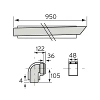 Vaillant prolunga scarico fumi orizzontale lungh.1 mt coassiale 60/100 mm con curva 90° e terminale antivento 303845