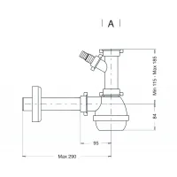 Sifone 1"1/2 attacco lavatrice, tubo ottone DN 40 1333.049