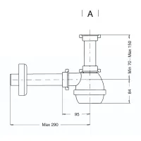 Sifone per lavelli ad una vasca completo di raccordo 1"1/2 tubo scarico in ottone ø 40 1333.052