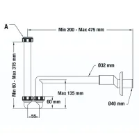 Sifone "ECCENTRICO" per bidet completo di raccordo 1" - 1"1/4 uscita ø 32-40 1643.001