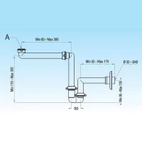 Sifone "SPAZIO BAGNO" per lavabo completo di raccordo 1" - 1"1/4 uscita ø 32-40 A.1115.01