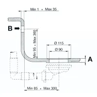 Piletta BASKET per lavelli con foro ø 90 con troppo pieno rettangolare. Uscita 1"1/2 - A max 32 mm 1745.040