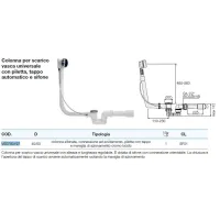 Colonna per scarico vasca universale con piletta, tappo automatico e sifone ø40/50 VS0700197