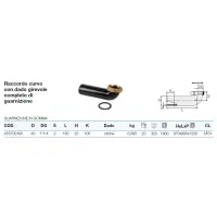 Raccordo curvo con dado ottone girevole completo di guarnizione ø50 - 1"1/4 - gamma HDPE VS0700180