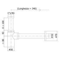 Sifone a bottiglia tondo con attacco 1"1/4G cromato ZACC240CR