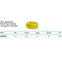 Tubo multistrato PE-Xb ø20x2 Pexal Gas rivestito con guaina corrugata gialla - Rotolo da 50 metri VS0125114