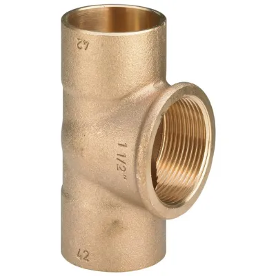 Raccordo a Tee FR ø35x1/2"Fx35 bronzo, estremità a saldare femmina, filettatura Rp 152734