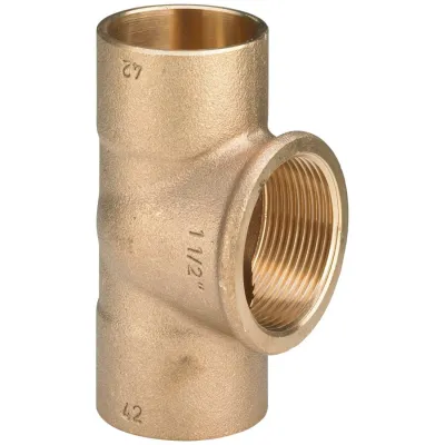 Raccordo a Tee bronzo ø18 - 1/2" - 18 estremità a saldare femmina, filettatura Rp 103767