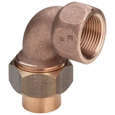 Bocchettone a 90° FF 3/4"-18 bronzo, portagomma di ottone, gomito di bronzo, estremità a saldare femmina, filettatura Rp, a sede conica, a gomito 216962