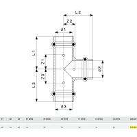 Raccordo a Tee Profipress 28x18x28 con SC‑Contur, rame, estremità a pressare femmina 315023