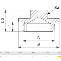 Tappo ø3/8"M per: chiave quadrata, ottone, filettatura G 108472