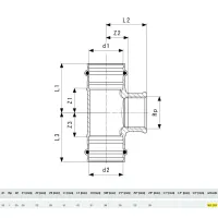 Raccordo a Tee ø35x1"Fx35 Sanpress con SC‑Contur bronzo, estremità a pressare femmina, filettatura Rp 361204