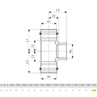 Raccordo a Tee ø35x1/2"Fx35 Sanpress con SC‑Contur bronzo, estremità a pressare femmina, filettatura Rp 121945