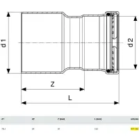 Manicotto di riduzione MF 76,1x54 Profipress xL con SC‑Contur rame, estremità maschio, estremità a pressare femmina 477110