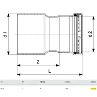 Manicotto di riduzione MF 88,9x54 Profipress xL con SC‑Contur rame, estremità maschio, estremità a pressare femmina 477127