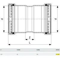 Manicotto FF 76,1 con battente Profipress xL con SC‑Contur rame, estremità a pressare femmina 477059