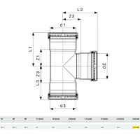 Raccordo a Tee FFF 76,1 Profipress xL con SC‑Contur rame, estremità a pressare femmina 476960