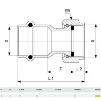 Bocchettone Profipress G ø18x1/2"F con SC‑Contur per valvola di regolazione pressione, bronzo, estremità a pressare femmina, filettatura G, a sede piana 638481