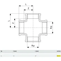 Raccordo a croce ø1/2"F bronzo, filettatura Rp 320614