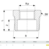 Manicotto di riduzione ø1.1/2"Mx3/4"F bronzo, filettatura R, filettatura Rp 267728