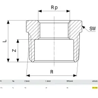 Manicotto di riduzione ø1.1/4"Mx1/2"F bronzo, filettatura R, filettatura Rp 267582